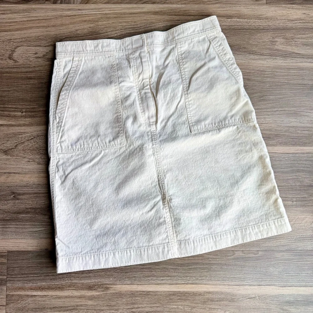 J.Crew 8 White Ivory 100% Cotton Utility Skirt‎ Patch Pockets